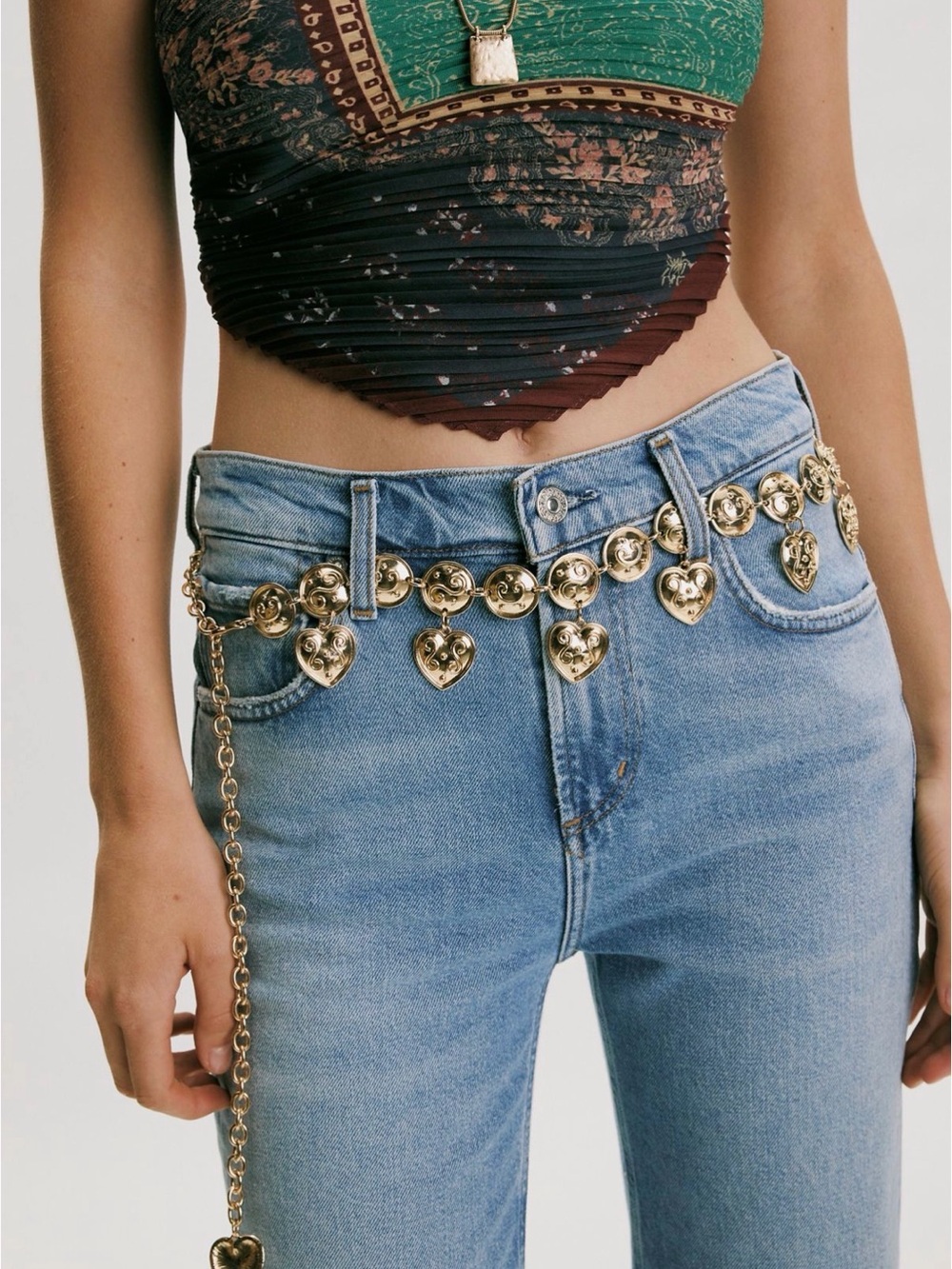 Free people love letter chain belt gold rush nwt